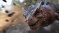 Majestic dinosaur charging through a dramatic landscape in a blur of motion and energy Royalty Free Stock Photo