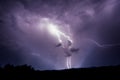 Powerful double thunder striking the ground in Romania Royalty Free Stock Photo