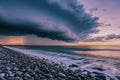 Storm's Edge, Shelf Cloud Sunset over Pebble Beach Royalty Free Stock Photo