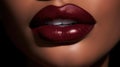 Powerful dynamic lips in a deep rich shade created with Generative AI