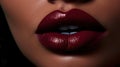 Powerful dynamic lips in a deep rich shade created with Generative AI