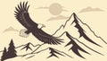 A powerful eagle in flight above a rugged mountain peak. vector design Generative AI Royalty Free Stock Photo