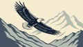 Powerful Eagle Flying Over Mountain Landscape, Wild Nature, vector design Generative AI Royalty Free Stock Photo