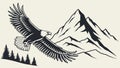 Powerful Eagle Flying Over Rugged Mountain Peaks, vector design Generative AI Royalty Free Stock Photo