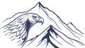 Powerful Eagle Flying Over Rugged Mountain Scenery, vector design Generative AI Royalty Free Stock Photo