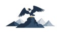Powerful Eagle on Rocky Summit, Wilderness Bird of Prey, vector design Generative AI Royalty Free Stock Photo
