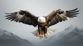 Powerful Eagle Soaring Above Majestic Mountains