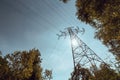 Powerful electric poles that transmit electricity Royalty Free Stock Photo