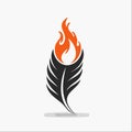 Stylized Phoenix Feather with Flame Logo Royalty Free Stock Photo