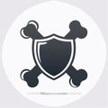 Shield and Crossbones Protection Emblem Icon Royalty Free Stock Photo