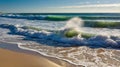 Powerful Emerald Waves Breaking on a Sunny Sandy Shore Royalty Free Stock Photo