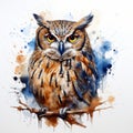 Powerful And Emotive Owl Painting On White Background Royalty Free Stock Photo