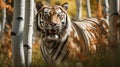 Powerful And Emotive Portraiture: Tiger Walking Among Birch Trees