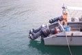 Powerful engines mounted on the speedboat Royalty Free Stock Photo