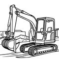 Powerful Excavator Digging at a Construction Zone Royalty Free Stock Photo