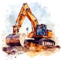 Powerful Excavator Working on a Construction Site in Artistic Style Royalty Free Stock Photo