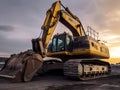 Powerful excavator yellow.