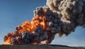 Powerful explosion background with flames and smoke