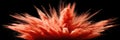 Powerful explosion emanates bright red clouds of dust and debris in a chaotic display