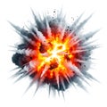 A powerful explosion with intense flames and radiating shockwaves in space Royalty Free Stock Photo