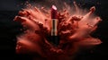 powerful explosion of red dust designer lipstick background