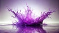 powerful explosion of splash purple water white lighting on white background Generative By AI