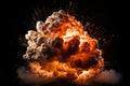 powerful fireball explosion against a black background