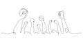 powerful fists of audiences hooray gesture continuous line drawing vector