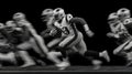 Powerful football punt returner charging through blockers with motion blur and determined expression Royalty Free Stock Photo