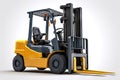 Powerful Forklift Truck on Solid White Background for Industrial and Commercial Use. created with Generative AI