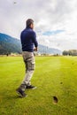 Powerful golf swing Royalty Free Stock Photo