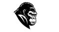 Powerful Gorilla Head Illustration - Black and White Vector Royalty Free Stock Photo