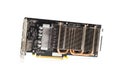 A powerful graphics card for a desktop computer with a passive cooling system. Close up. Isolated on a white background Royalty Free Stock Photo