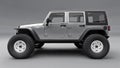 Powerful gray tuned SUV for expeditions in mountains, swamps, desert and any rough terrain. Big wheels, lift suspension