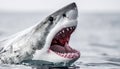 Powerful Great White Shark Attack with Open Jaws Royalty Free Stock Photo