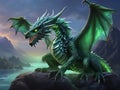 Powerful green Chinese dragon