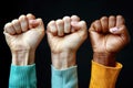 Powerful Group of Women\'s Raised Fists Symbolizing Strength and Solidarity