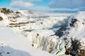 Powerful Gulfoss or Golden waterfall in winter, Iceland Royalty Free Stock Photo
