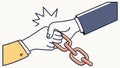 A powerful handshake that is breaking a chain link vector design Generative AI Royalty Free Stock Photo