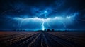Dramatic High-Resolution Shot of a Lightning Strike in a Stormy Night Sky. Generative Ai Royalty Free Stock Photo
