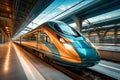 Powerful high speed train rushing along the tracks with incredible speed and precision Royalty Free Stock Photo