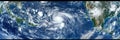 Hurricane approaching Central America with satellite view of surrounding weather patterns in the Atlantic Ocean Royalty Free Stock Photo