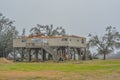 Powerful Hurricane Laura, removed the roof and destroyed this house at Cameron in Cameron Parish, Louisiana