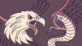 A dramatic illustration of an eagle and a snake locked in battle, vector design Generative AI Royalty Free Stock Photo