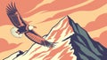 Powerful Eagle Flying Over Mountain Peaks, Dynamic Nature Wildlife, vector design Generative AI Royalty Free Stock Photo