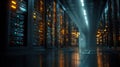 Futuristic Data Center Corridor with Glowing Server Racks â Concept of Cloud Computing, Cybersecurity, and Big Data Royalty Free Stock Photo