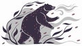 An artistic illustration of a bear with swirling, smoke like patterns. vector design Generative AI Royalty Free Stock Photo
