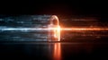 This powerful image depicts a cyber attack attempt on quantum-secured financial transactions, where a glowing digital firewall