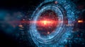This powerful image depicts a cyber attack attempt on quantum-secured financial transactions, where a glowing digital firewall