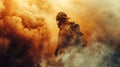 Powerful image of firefighter working in challenging conditions